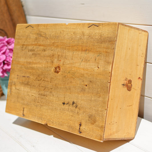 1900s ~ French Vintage Wooden Postal Box ~ Antique Pine Mailing Box ~ Large Wooden Stamped Postal Box