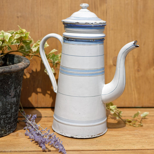 French Enamel Cafetiere Coffee Pot