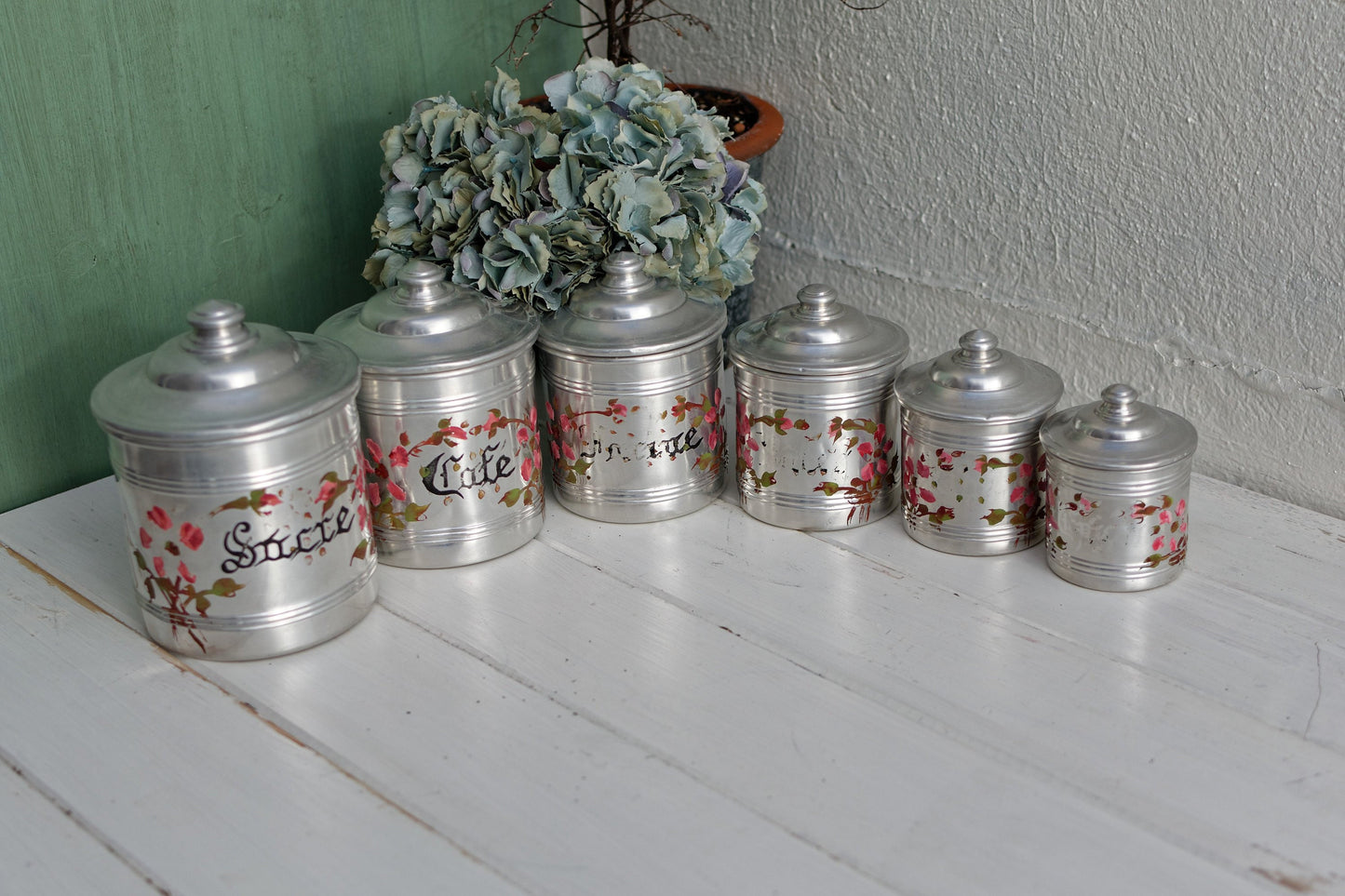 French Aluminum Stackable Nesting Canisters Spice Jars Farine Sucre Cafe Poivre The Epices