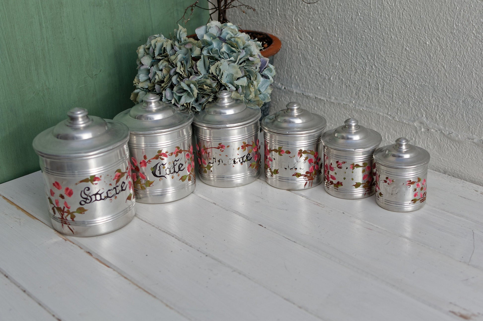 French Aluminum Stackable Nesting Canisters Spice Jars Farine Sucre Cafe Poivre The Epices