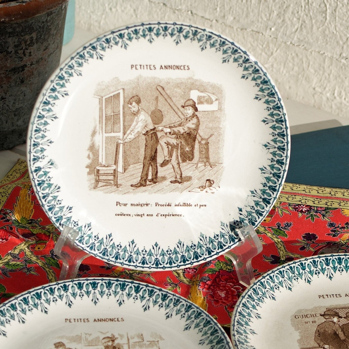 French Ironstone Talking Plate Petites Announces DIGOIN & SARREGUEMINES Terre de fer