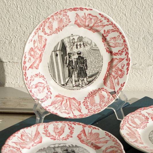 French Ironstone Talking plate Militaires Casernes Fénal Faiencerie de Badonviller terre de fer