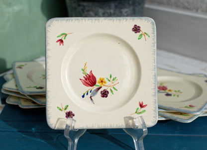 French Antique Hand-Painted Ironstone Cake Service DARWIN Frères Fenal Pexonne Peint a la main Terre de Fer