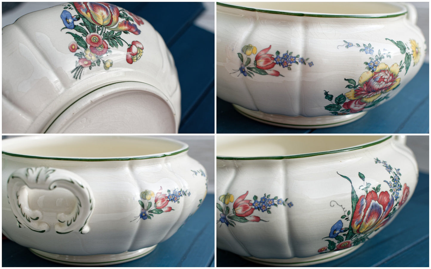 French Ironstone Soup Tureen Soupiere VIEUX STRASBOURG Villeroy & Boch Mettlach Made in France Saar Economic Union 1562 