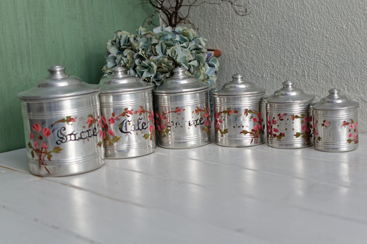 French Aluminum Stackable Nesting Canisters Spice Jars Farine Sucre Cafe Poivre The Epices