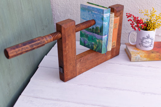 1900s ~ Library C Clamp ~ French Antique Large Wooden Clamp ~ Screw Press ~ Vice ~ Joinery Tool