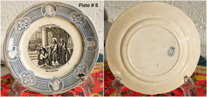 French Ironstone Talking Plate Le Nouveau Testament OPAQUE de Sarreguemines Terre de Fer