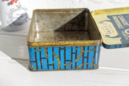 French Vintage Aluminum Collective Advertising Tin Bin Box ~ Restored Confiserie E. LAMY LYONS, France