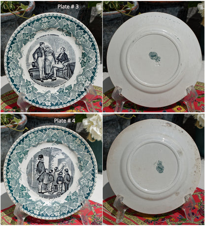 French Ironstone Talking Plate Les notables de Cornebourg Faienceries of KG Keller et Guérin Lunéville 1892