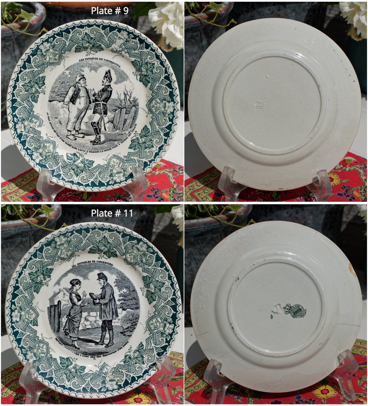 French Ironstone Talking Plate Les notables de Cornebourg Faienceries of KG Keller et Guérin Lunéville 1892