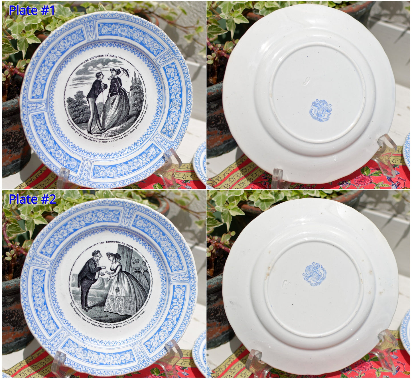 French Ironstone Talking Plate Les Ridicule de Paris J. VIEILLARD & Co Porcelaine, Bordeaux Poterie, D. Johnson Gres Terre de Fer