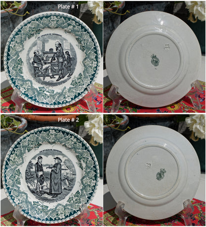 French Ironstone Talking Plate Les notables de Cornebourg Faienceries of KG Keller et Guérin Lunéville 1892