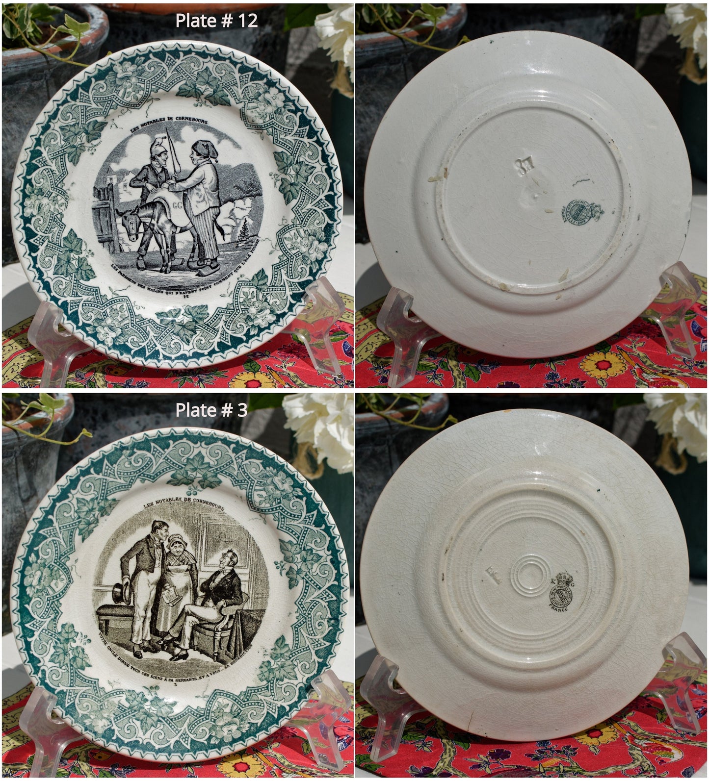 French Ironstone Talking Plate Les notables de Cornebourg Faienceries of KG Keller et Guérin Lunéville 1892