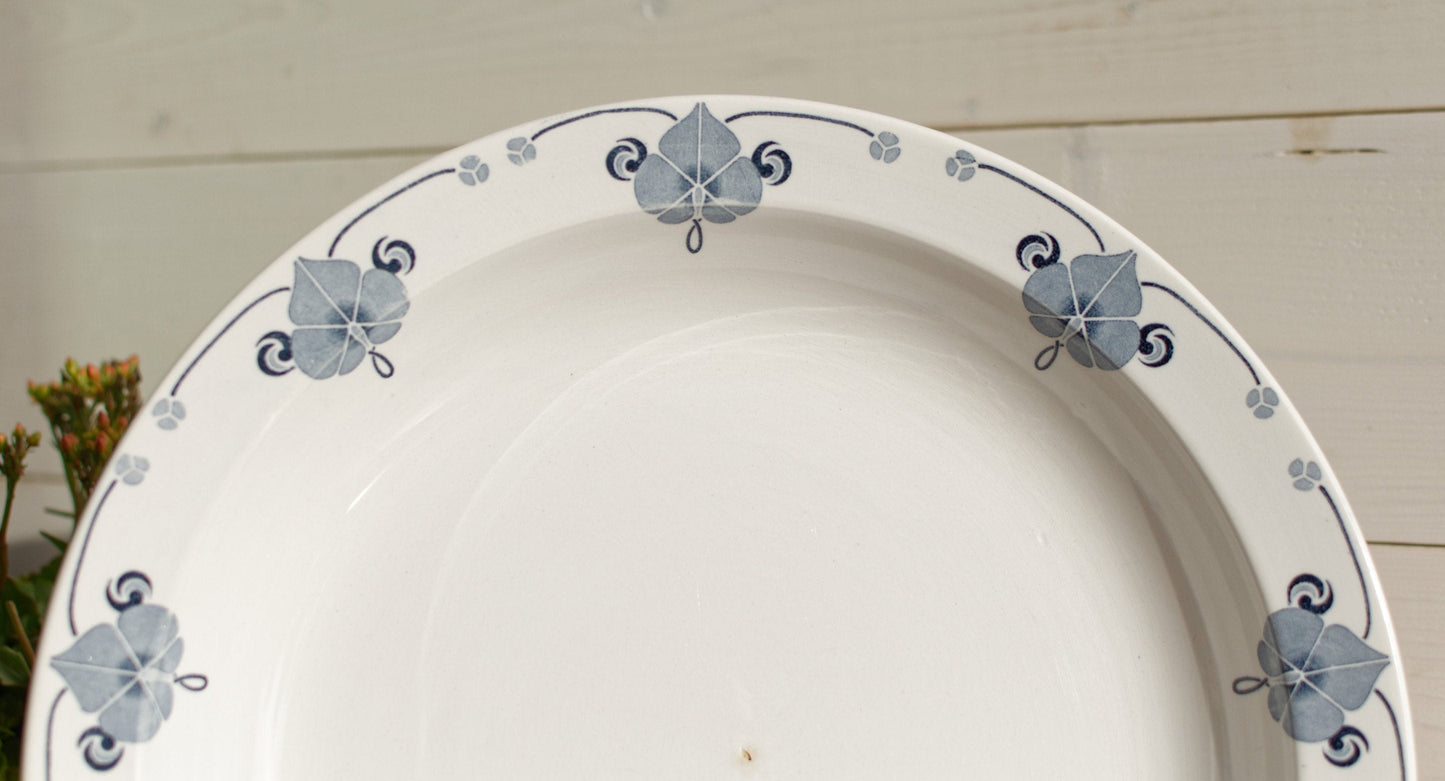 French Ironstone Blue Transferware Serving Piece Sulina Sarreguemines U&C Terre de Fer