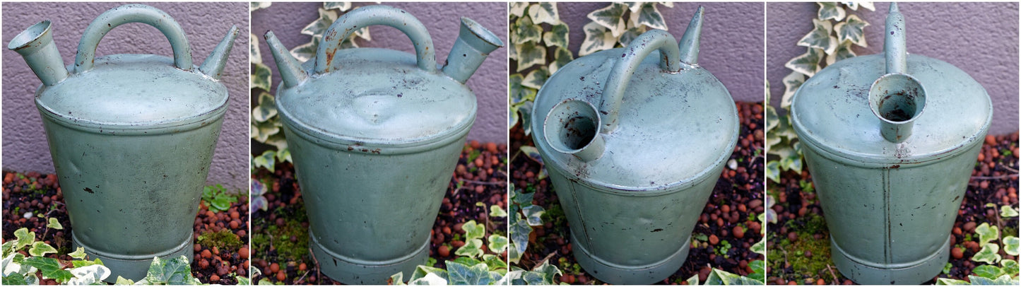 French Antique Galvanized Metal Canister Watering Can Home Decor