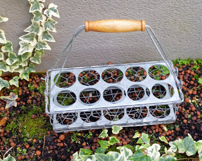 French Galvanized Metal Zinc Bottle Carrier Caddy 10 Small Beer Bottle Holder