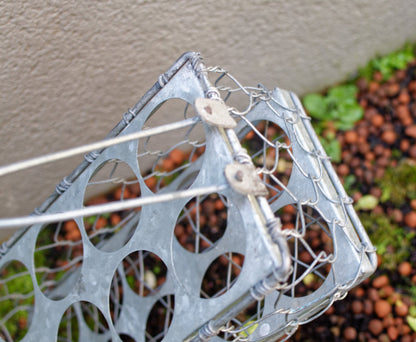 French Galvanized Metal Zinc Bottle Carrier Caddy 10 Small Beer Bottle Holder