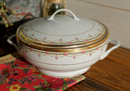 French Vintage Fine Porcelain LIMOGES La Marquise L&M France Soup Tureen Soupiere