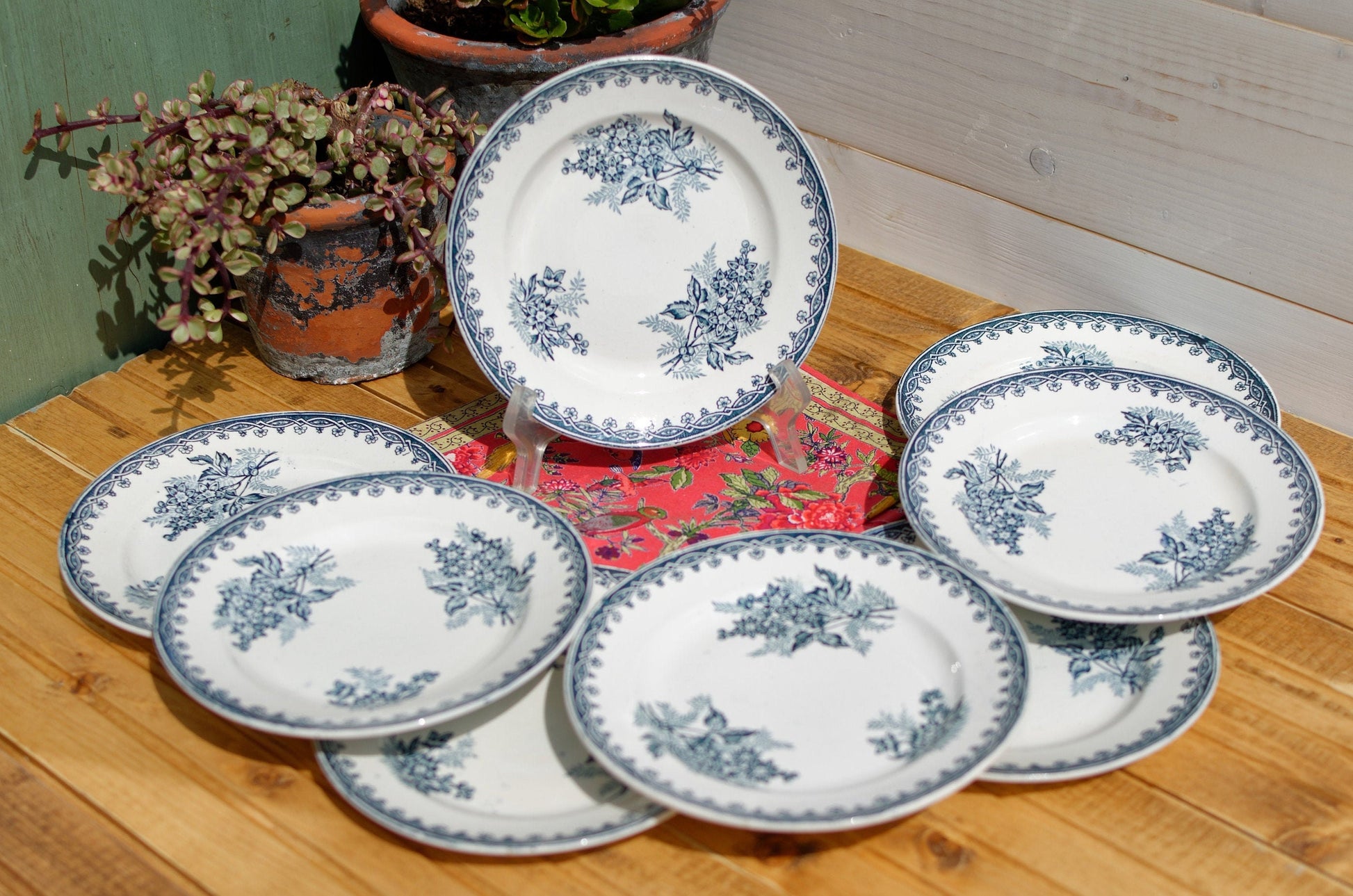 French Ironstone Blue Transferware Small Plate MARGOT Hen/Coq Ste Amandinoise St Amand Terre de Fer