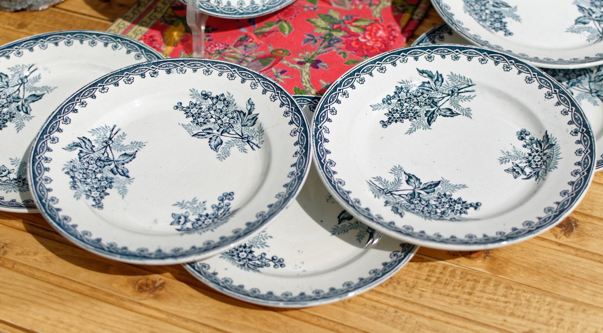 French Ironstone Blue Transferware Small Plate MARGOT Hen/Coq Ste Amandinoise St Amand Terre de Fer