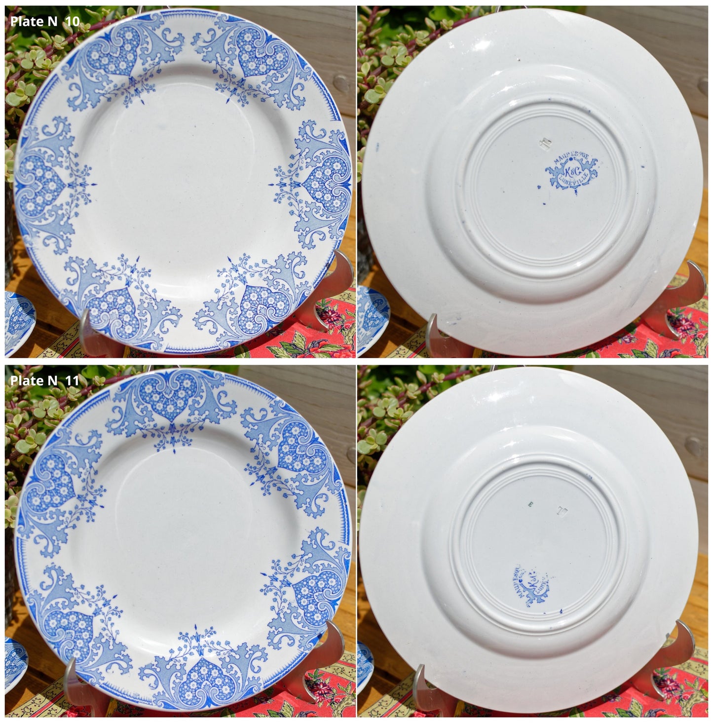 French Ironstone Dinner Plate MAURESQUE Motif K&G (Keller et Guérin) Lunéville France Terre de Fer