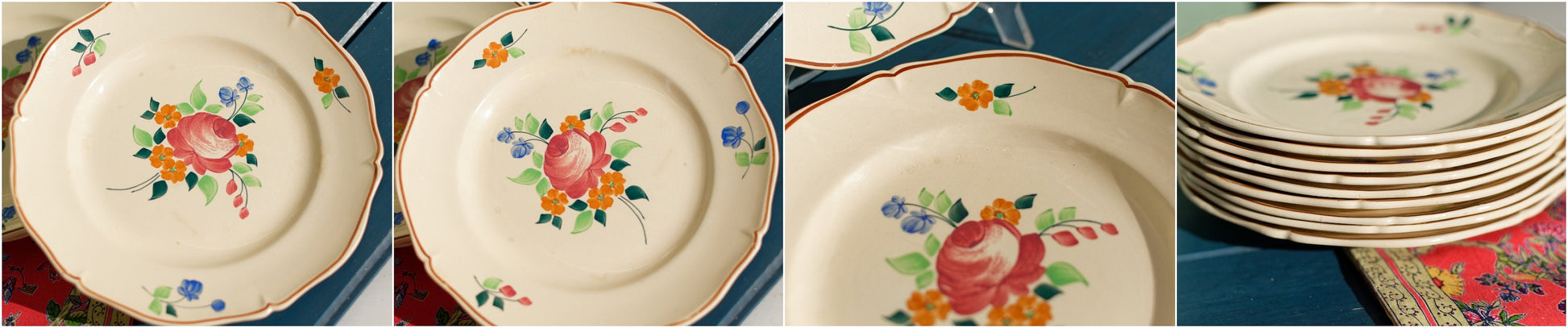 French Hand-Painted Ironstone Plate ST-AMAND Ste des Etablissement de Ceramique Made in France Terre de Fer