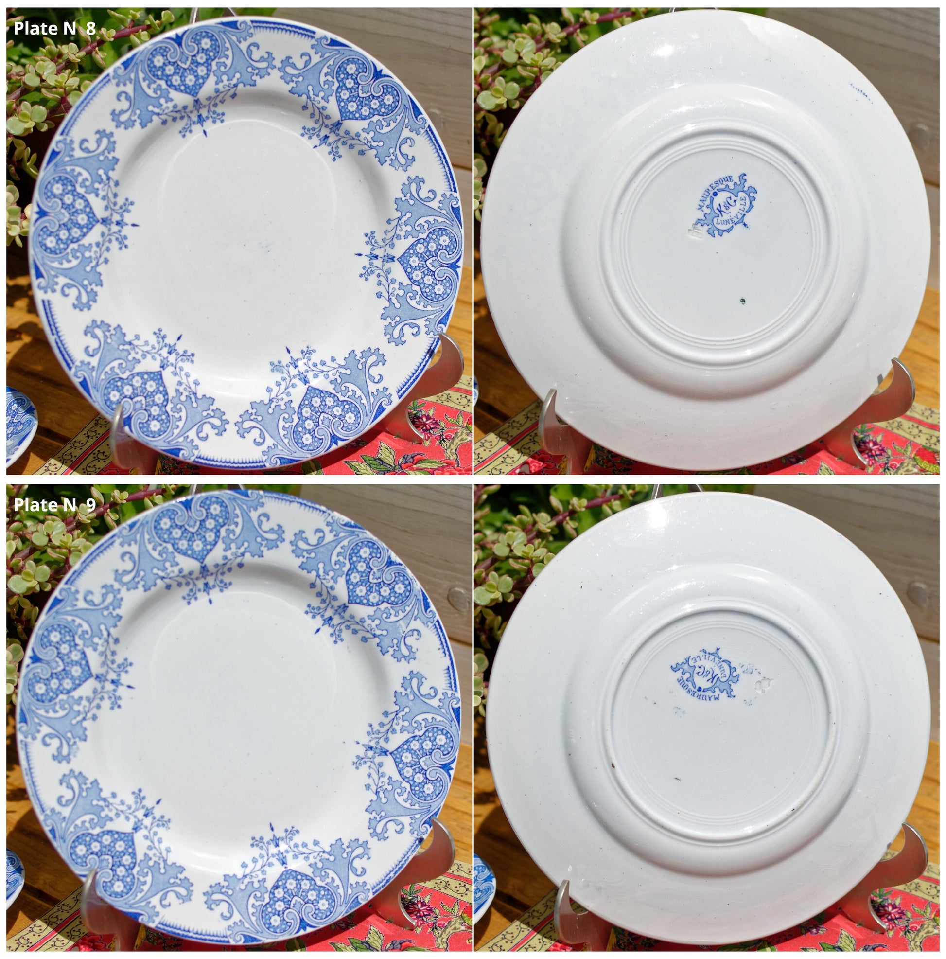 French Ironstone Dinner Plate MAURESQUE Motif K&G (Keller et Guérin) Lunéville France Terre de Fer