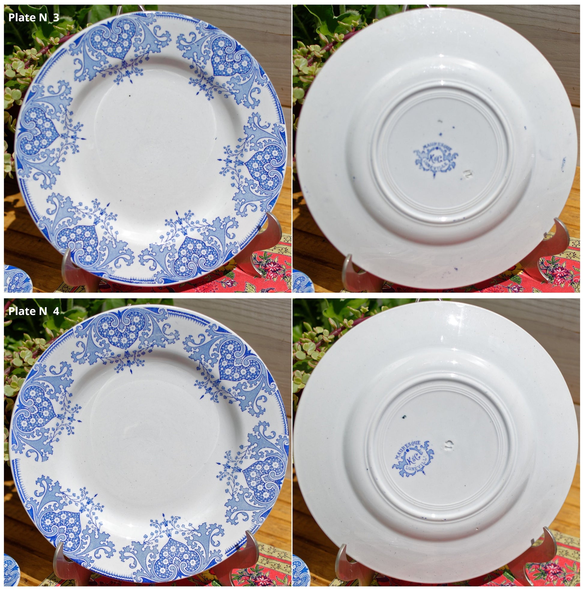 French Ironstone Dinner Plate MAURESQUE Motif K&G (Keller et Guérin) Lunéville France Terre de Fer