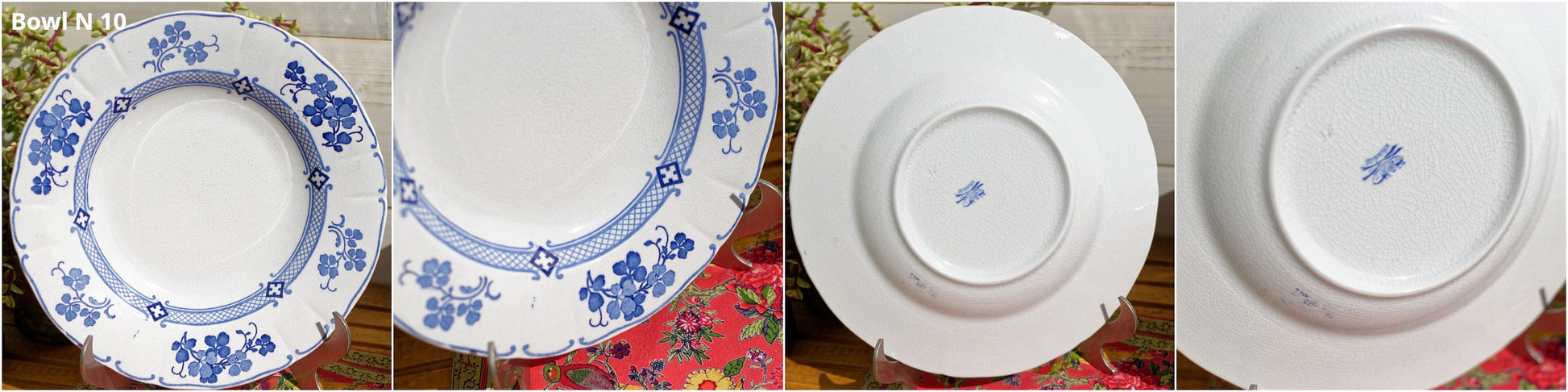 French Ironstone Blue Transferware Plate K&G (Keller et Guérin) Lunéville terre de fer