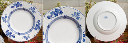 French Ironstone Blue Transferware Plate K&G (Keller et Guérin) Lunéville terre de fer