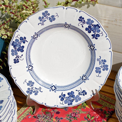 French Ironstone Blue Transferware Plate K&G (Keller et Guérin) Lunéville terre de fer