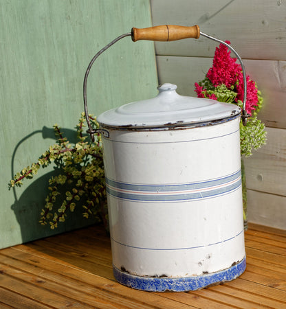 French Enamel Chambre Pot Bedroom Bin