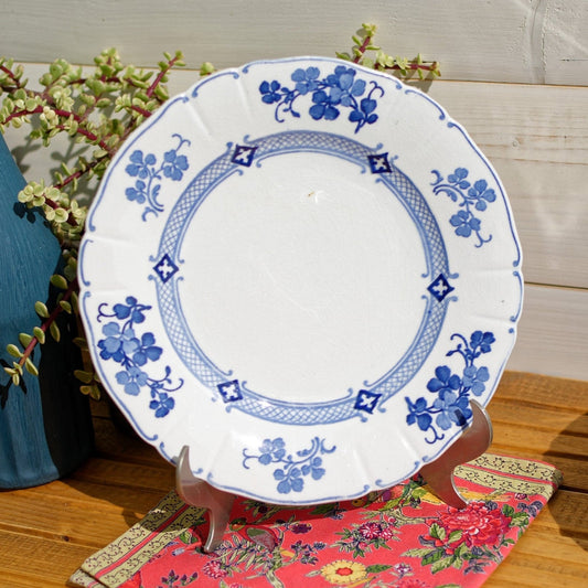 French Antique Ironstone Blue Transferware K&G (Keller et Guérin) Lunéville terre de fer