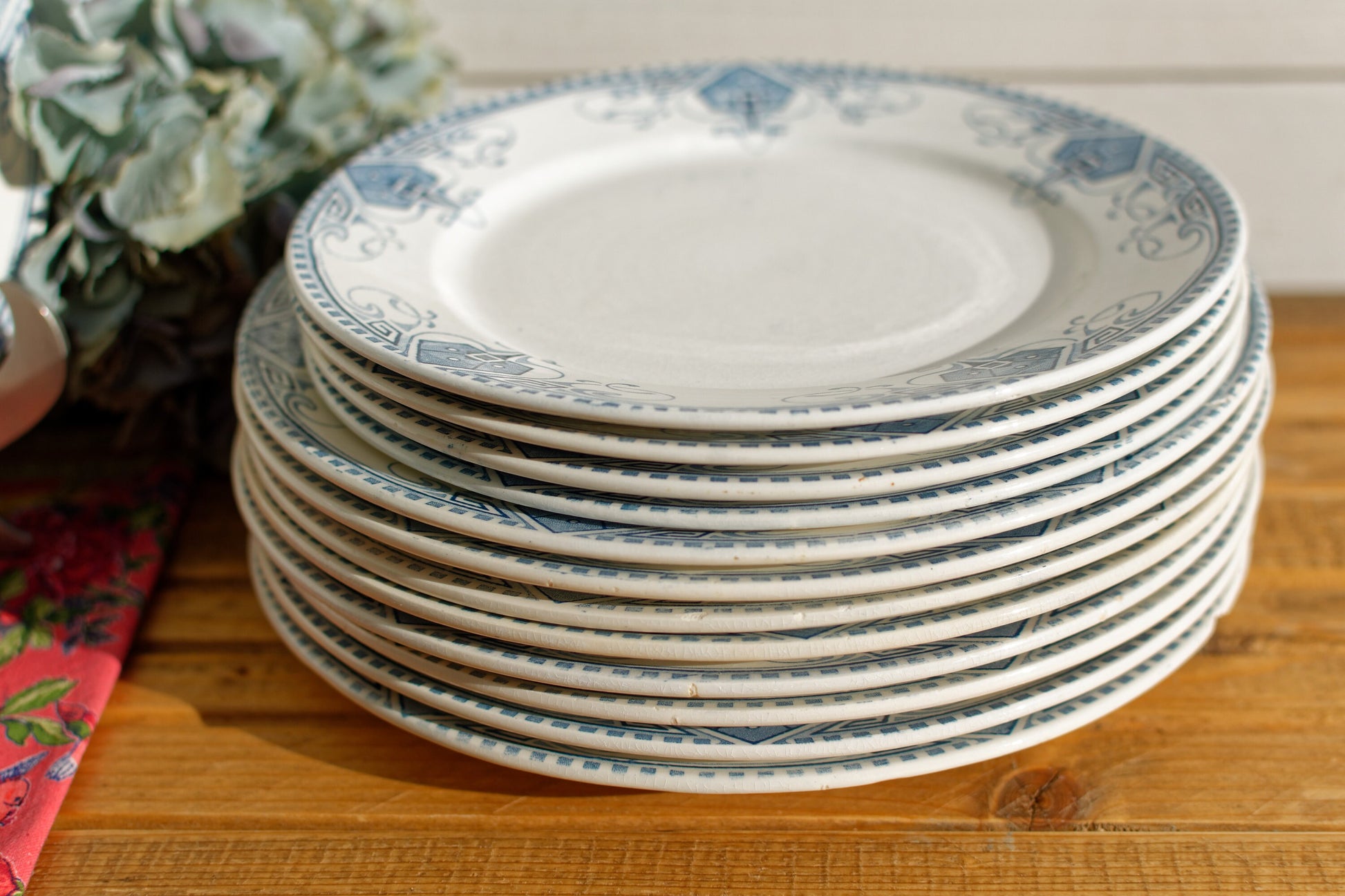 French Ironstone Blue Transferware Dinner Plate GERMAINE France Sarreguemines U&C Terre de Fer