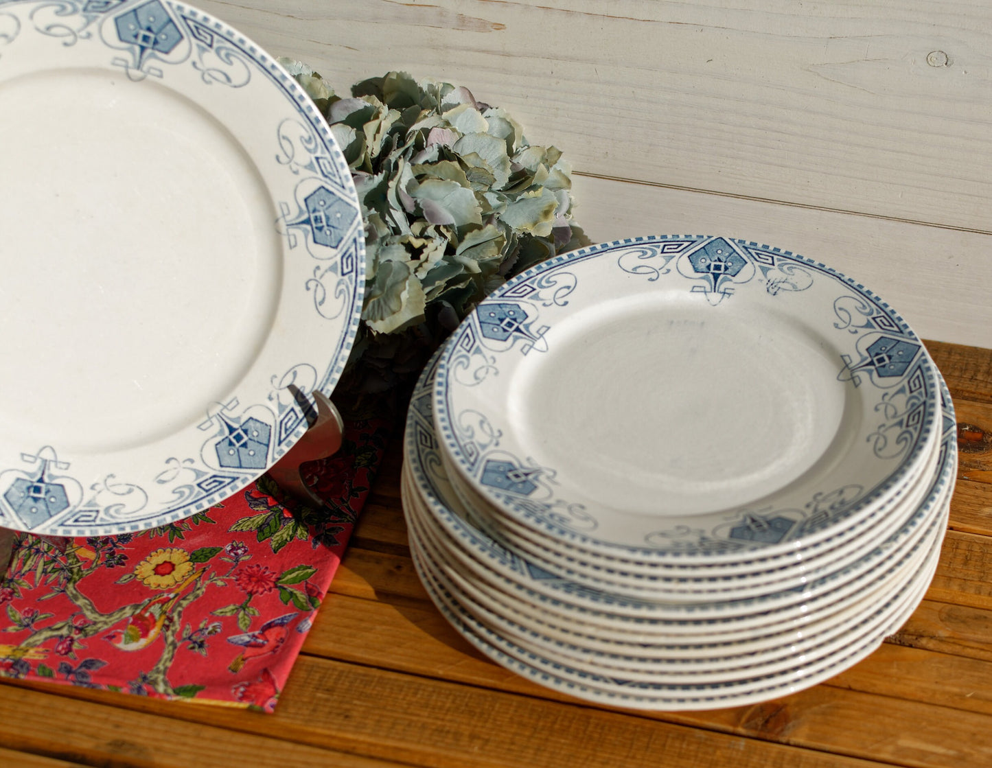 French Ironstone Blue Transferware Dinner Plate GERMAINE France Sarreguemines U&C Terre de Fer