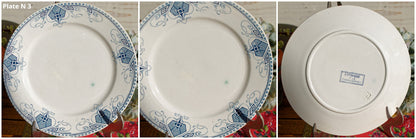 French Ironstone Blue Transferware Small Plate GERMAINE France Sarreguemines U&C Terre de Fer