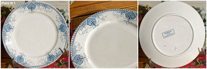 French Ironstone Blue Transferware Small Plate GERMAINE France Sarreguemines U&C Terre de Fer