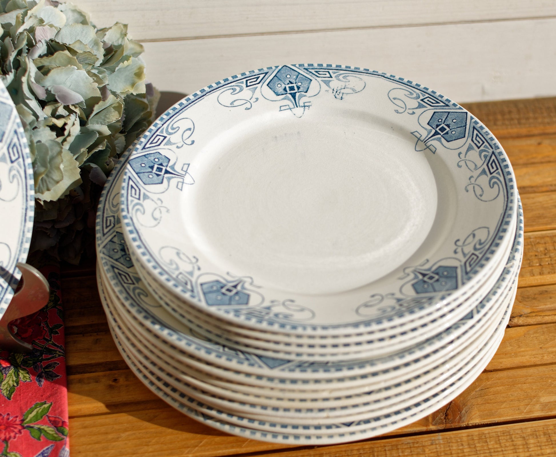 French Ironstone Blue Transferware Small Plate GERMAINE France Sarreguemines U&C Terre de Fer