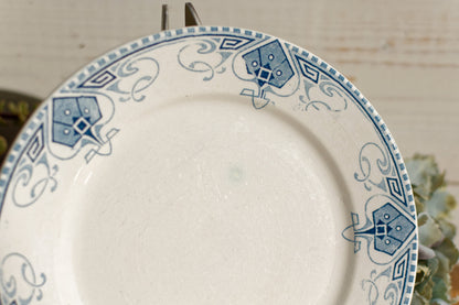 French Ironstone Blue Transferware Small Plate GERMAINE France Sarreguemines U&C Terre de Fer