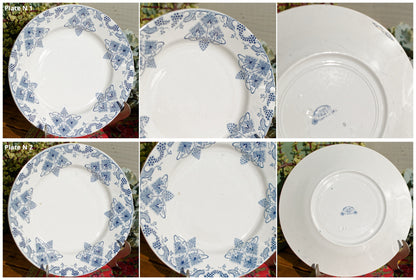 French Ironstone Blue Transferware Plate LEONIE Motif K&G (Keller et Guérin) Lunéville France Terre de Fer