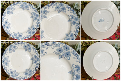 French Ironstone Blue Transferware Plate LEONIE Motif K&G (Keller et Guérin) Lunéville France Terre de Fer