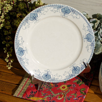 French Ironstone Blue Transferware Dinner Plate GERMAINE France Sarreguemines U&C Terre de Fer