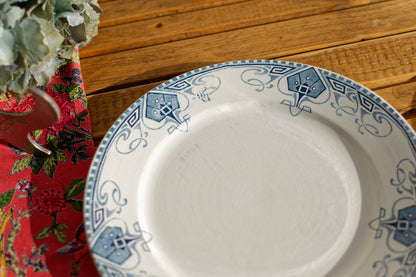 French Ironstone Blue Transferware Small Plate GERMAINE France Sarreguemines U&C Terre de Fer