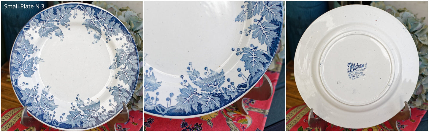 French Ironstone Blue Transferware Plate PLATANE Motif Ste Amand et Hamage Nord France Terre de Fer