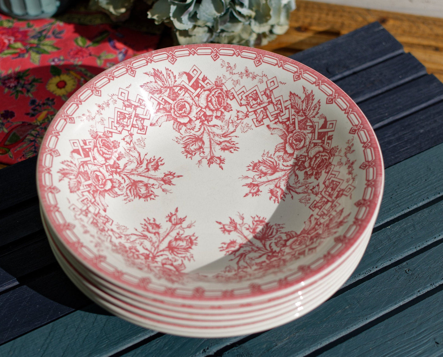 French Ironstone Red Transferware Bowl Sarreguemines Made in France Terre de Fer