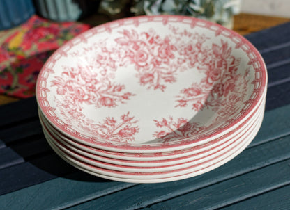 French Ironstone Red Transferware Bowl Sarreguemines Made in France Terre de Fer