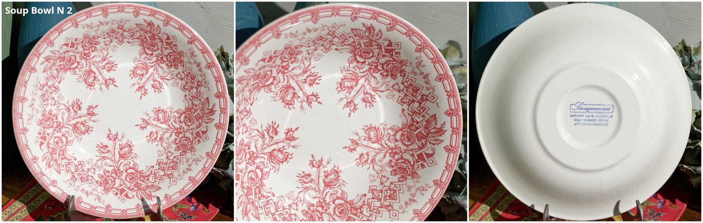 French Ironstone Red Transferware Bowl Sarreguemines Made in France Terre de Fer