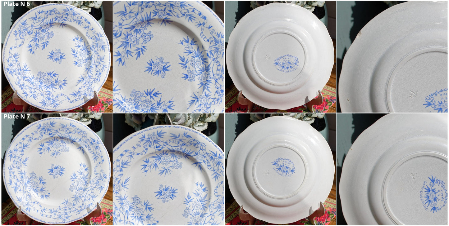 French Ironstone Lavender Transferware Plate EPINE Sarreguemines U&C France Terre de Fer