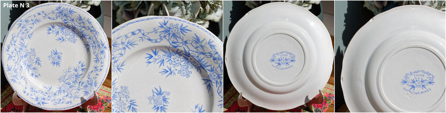 French Ironstone Lavender Transferware Plate EPINE Sarreguemines U&C France Terre de Fer