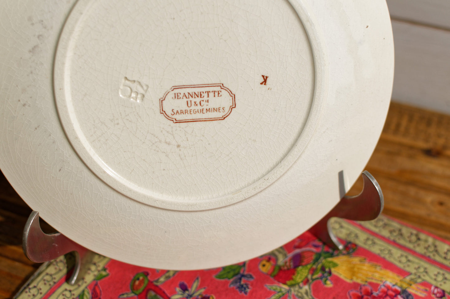 French Ironstone Brown Transferware Salad Plate Jeannette U&C Sarreguemines Terre de Fer